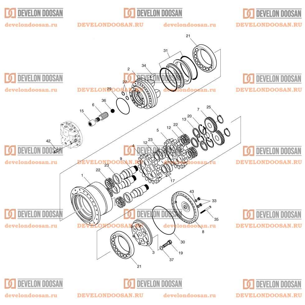 4160 TRAVEL REDUCTION GEAR  [ 1001~1114 ]