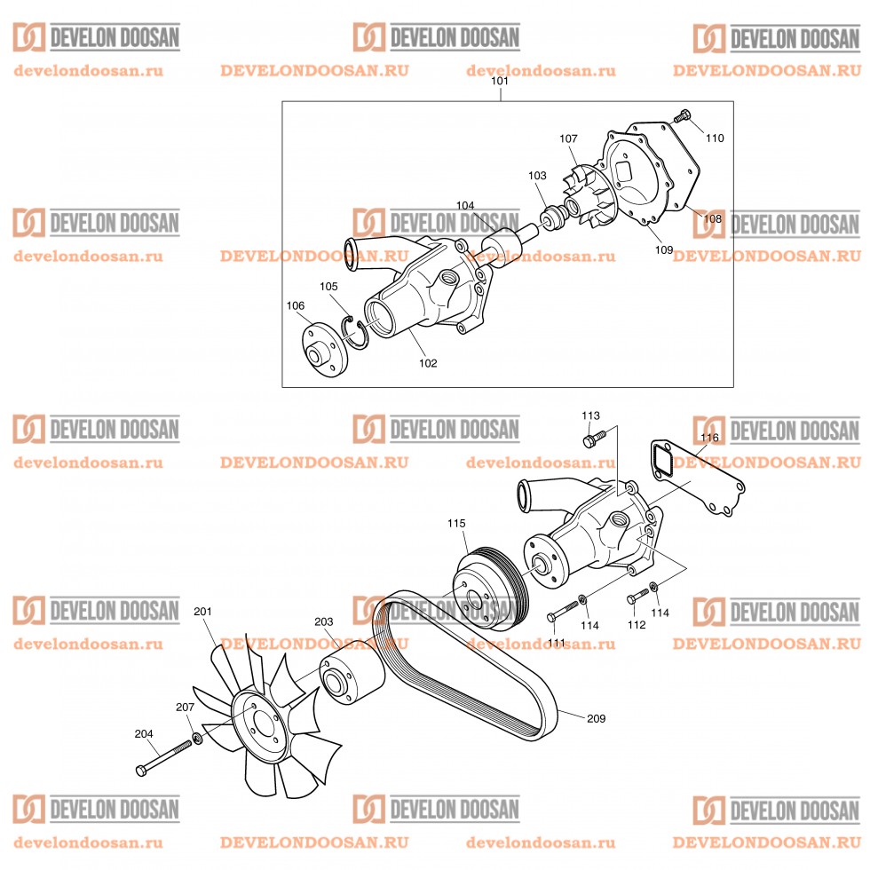 013 WATER PUMP & COOLING FAN