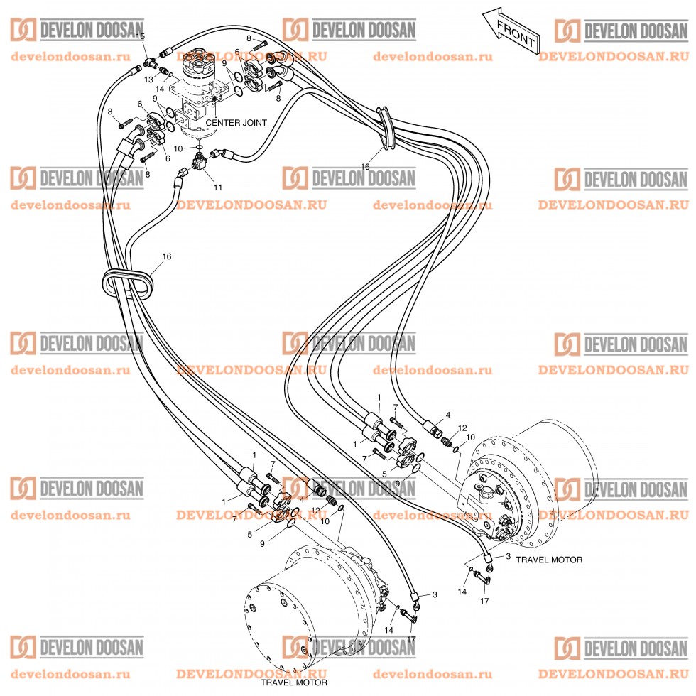 2180 TRAVEL PIPING - LONG CRAWLER(DX225LCA)