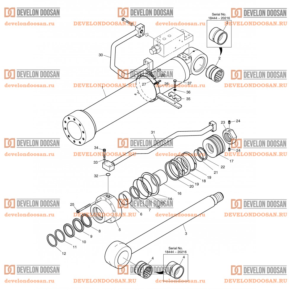 4311 BOOM CYLINDER - L.H (LOCK VALVE)  [ 18444~ ]
