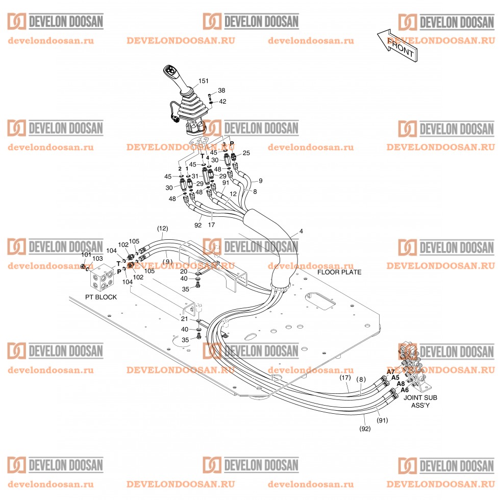 1390 PILOT PIPING(8) - JOYSTICK(R.H)
