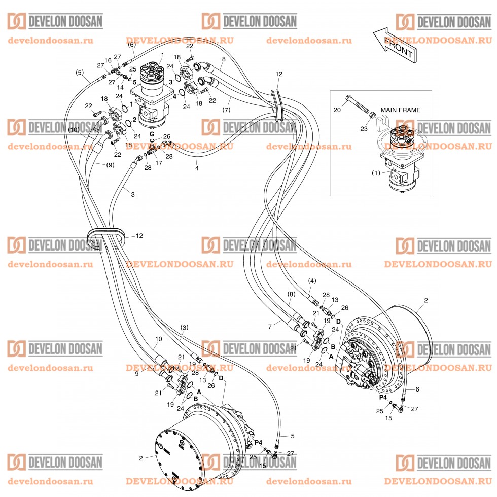 2240 TRAVEL PIPING - SHORT(DX200A-7M)
