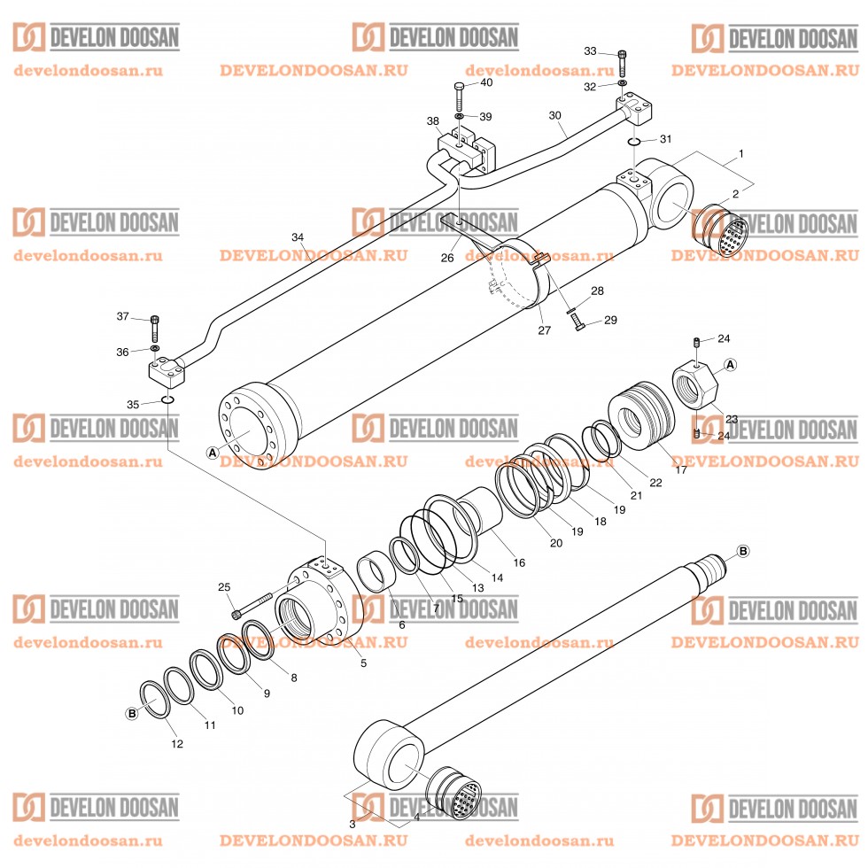 4300 BOOM CYLINDER - R.H(DX200A-7M)  [ 1001~3436 ]  [ 20001~20006 ]