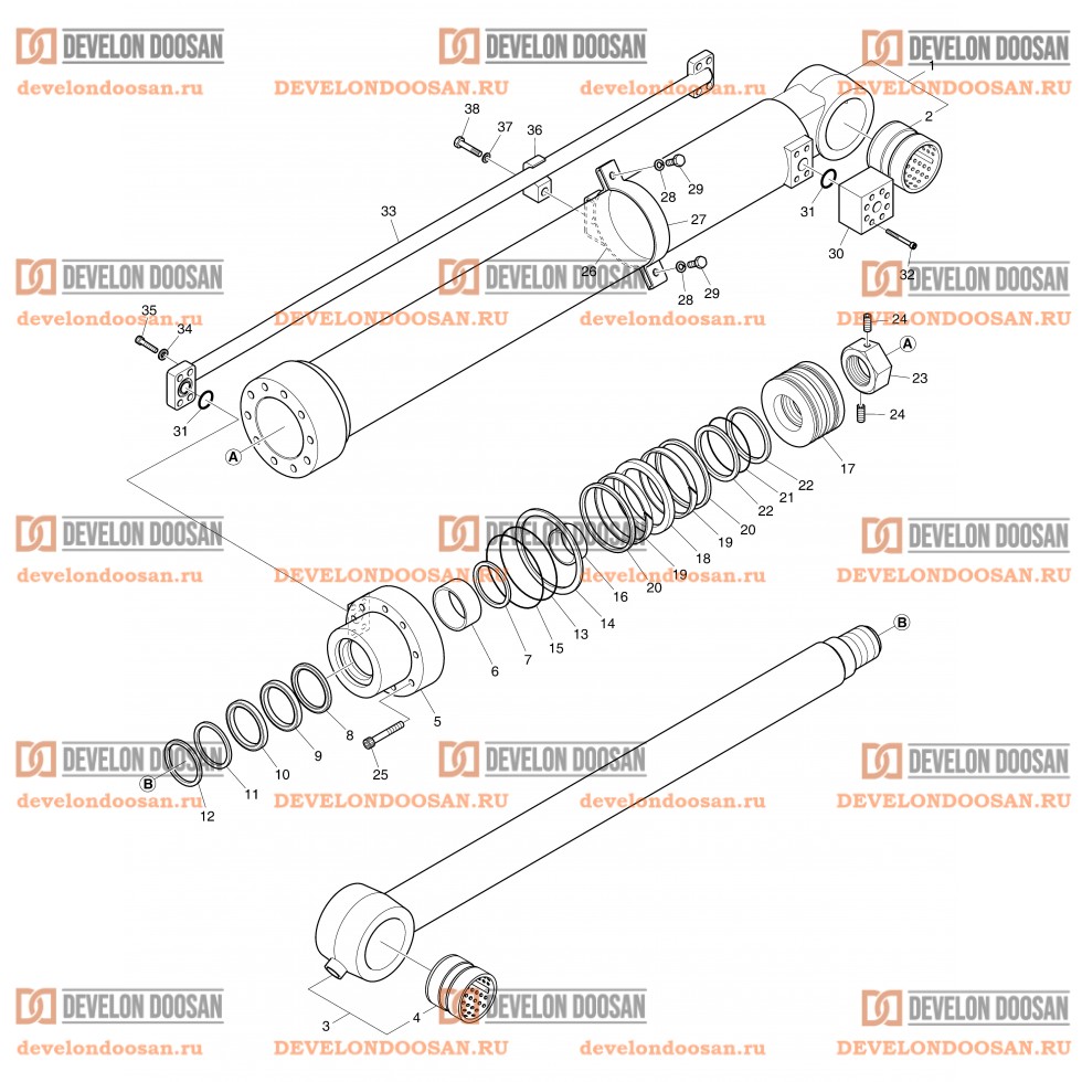 4340 BUCKET CYLINDER - ARM 2.4m  [ 1001~3355 ]  [ 20001~20006 ]