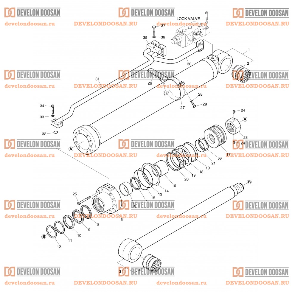 4370 BOOM CYLINDER(R.H)-LOCK V/V(DX225LCA-7M)