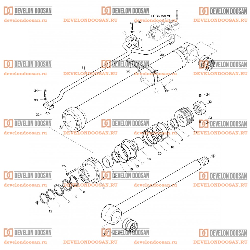 4390 BOOM CYLINDER(R.H)-LOCK V/V(DX200A-7M)