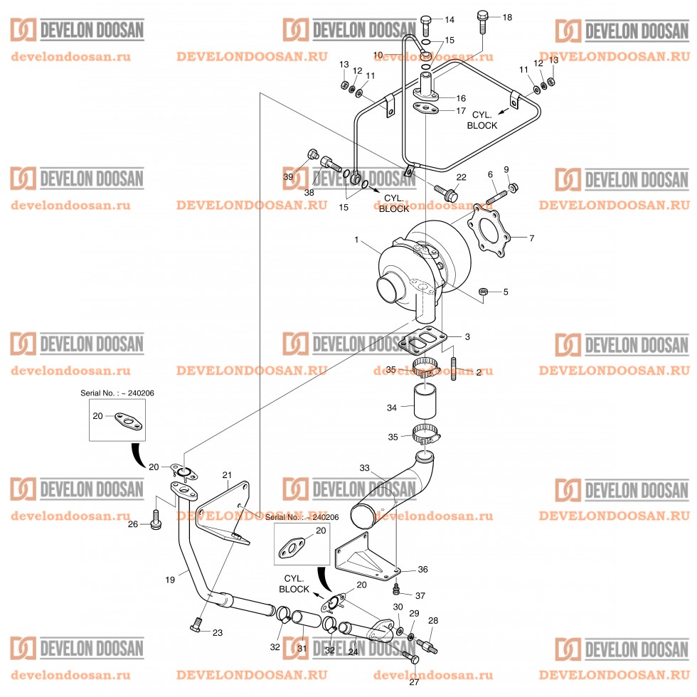 222 TURBO CHARGER & OIL PIPE
